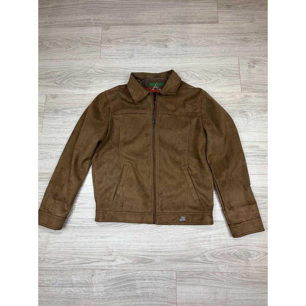 A Collezioni Mens Brown Faux Suede Full Zip Jacket Made in Italy Size Large